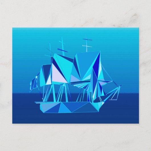 Modernes geometrisches Klappschiff, Cobalt Blue Postkarte (Vorderseite)