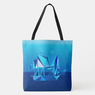 Modernes geometrisches Klappschiff, Cobalt Blue Tasche