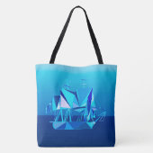 Modernes geometrisches Klappschiff, Cobalt Blue Tasche (Rückseite)