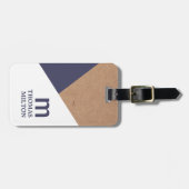 Modernes geometrisches Kraftwerk White Blue Gepäckanhänger (Vorderseite horizontal)