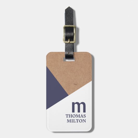 Modernes geometrisches Kraftwerk White Blue Gepäckanhänger (Vorderseite vertikal)