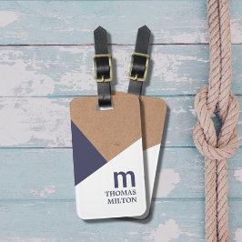 Modernes geometrisches Kraftwerk White Blue Gepäckanhänger