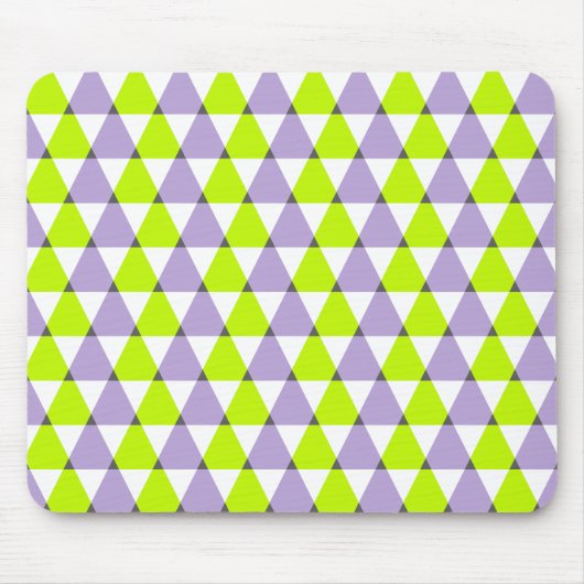 Modernes geometrisches lila grünes Dreieck-Muster Mousepad (Vorne)