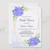 Modernes geometrisches Lila Hydrangea-Brautparty Einladung (Vorderseite)