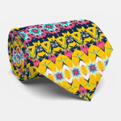 Modernes geometrisches Mandala-Yellow-Marine-Muste Krawatte (Gerollt)