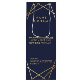 Modernes geometrisches Marketing für die Goldene W Geschenktüte Für Weinflaschen