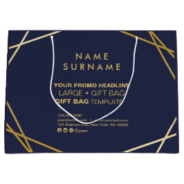 Modernes geometrisches Marketing für die Goldene W Große Geschenktüte