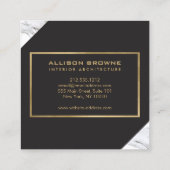 Modernes geometrisches Marmor/Schwarz und Imitate Quadratische Visitenkarte (Rückseite)