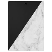 Modernes geometrisches Marmor/Schwarzes Monogramm Klemmbrett (Rückseite)