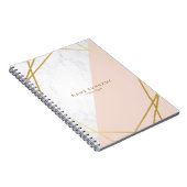 Modernes geometrisches Marmorgoldlt Pink Spiral Notizblock (Rechte Seite)