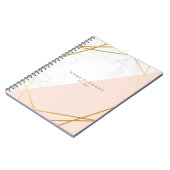Modernes geometrisches Marmorgoldlt Pink Spiral Notizblock (Linke Seite)