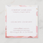 Modernes geometrisches Marmormuster aus Girly-Rosa Quadratische Visitenkarte (Rückseite)