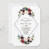 Modernes geometrisches Merlot-Brautparty Einladung (Vorderseite)