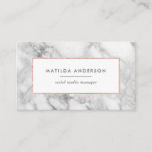 Modernes geometrisches Mindest-Marmor und Rose Visitenkarte (Vorderseite)