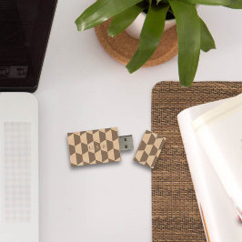 Modernes geometrisches Mit Monogramm-Holz-USB-Flas Holz USB Stick