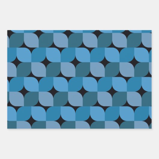 Modernes geometrisches Mittelalter in Blau und Tür Geschenkpapier Set (Vorderseite 3)