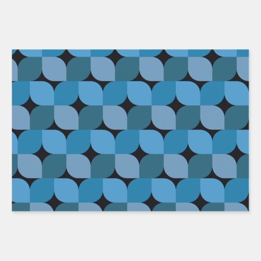 Modernes geometrisches Mittelalter in Blau und Tür Geschenkpapier Set (Vorderseite 2)