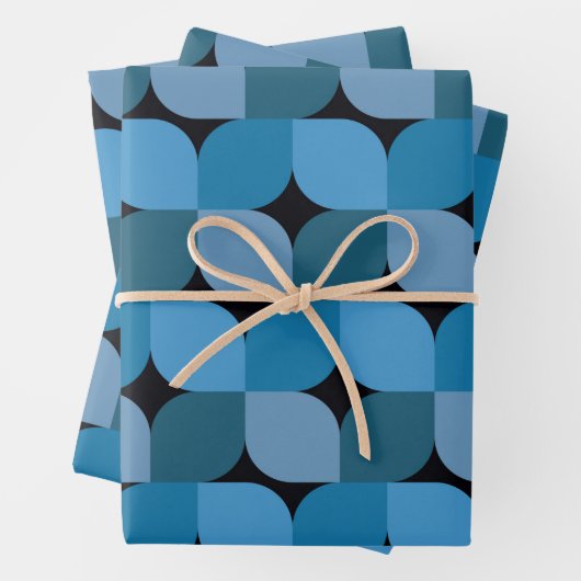 Modernes geometrisches Mittelalter in Blau und Tür Geschenkpapier Set (Beispiel)