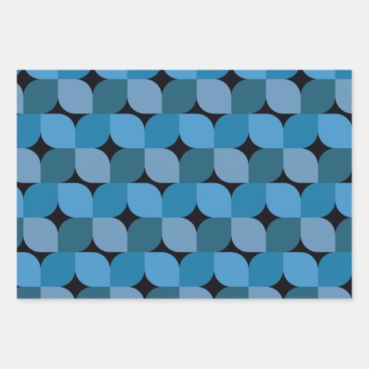 Modernes geometrisches Mittelalter in Blau und Tür Geschenkpapier Set (Vorderseite)