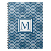 Modernes geometrisches Monogramm Atlantisches Blau Notizblock (Vorderseite)