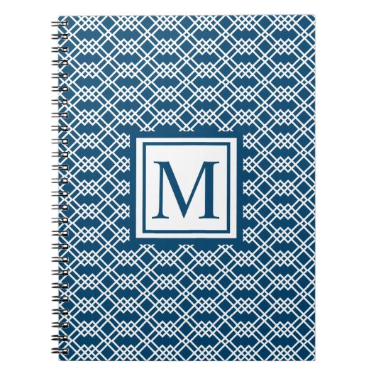 Modernes geometrisches Monogramm Atlantisches Blau Notizblock (Vorderseite)
