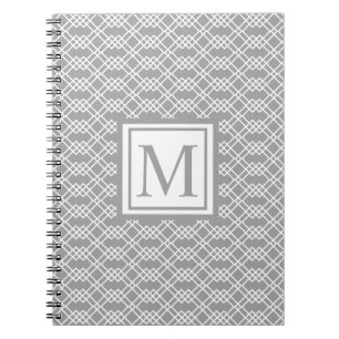 Modernes geometrisches Monogramm, grau und weiß Notizblock
