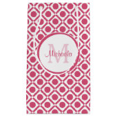 Modernes geometrisches Monogramm mit rosa und weiß Kleine Geschenktüte (Vorderseite)