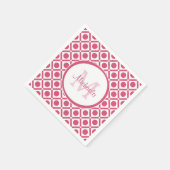 Modernes geometrisches Monogramm mit rosa und weiß Serviette (Ecke)
