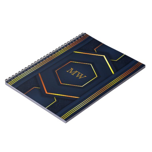 Modernes geometrisches Monogramm Notizblock (Linke Seite)