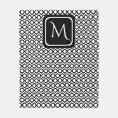 Modernes geometrisches Monogramm Schwarz Weiß Fleecedecke (Vorderseite)