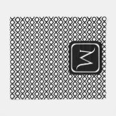 Modernes geometrisches Monogramm Schwarz Weiß Fleecedecke (Vorderseite (Horizontal))