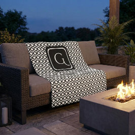 Modernes geometrisches Monogramm Schwarz Weiß Fleecedecke