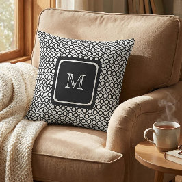 Modernes geometrisches Monogramm Schwarz Weiß Kissen