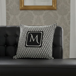 Modernes geometrisches Monogramm Schwarz Weiß Kissen