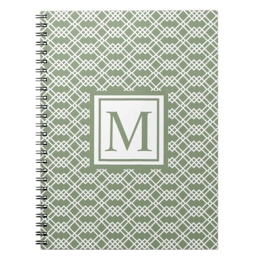 Modernes geometrisches Monogramm-Zahnrädchen Grünj Notizblock (Vorderseite)