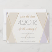 Modernes geometrisches Mushroom-Violet Save The Date (Vorderseite)