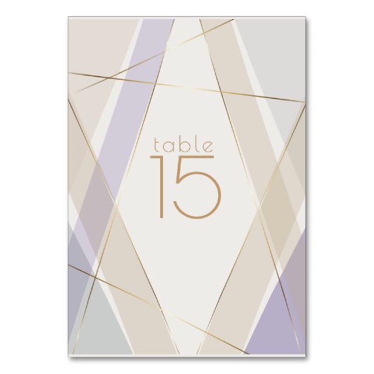Modernes geometrisches Mushroom-Violet Tischnummer (Rückseite)