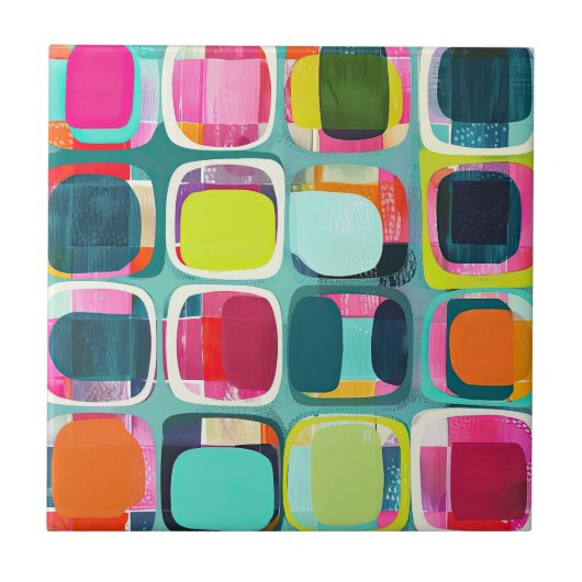 Modernes geometrisches Muster aus dem Mittelalter  Fliese (Vorderseite)