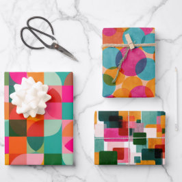 Modernes geometrisches Muster aus dem Mittelalter Geschenkpapier Set