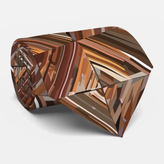 Modernes geometrisches Muster aus Diamantholz Krawatte (Gerollt)