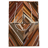 Modernes geometrisches Muster aus Diamantholz Mittlere Geschenktüte (Vorderseite)