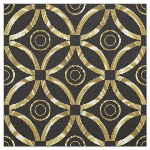 Modernes geometrisches Muster aus Gold und Schwarz Stoff