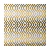 Modernes geometrisches Muster aus Gold und Weiß Fliese (Vorderseite)