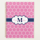 Modernes geometrisches Muster aus rosa und navy Mo Planer (Vorderseite)
