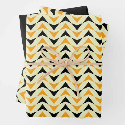 Modernes geometrisches Muster aus Schwarz und Gelb Geschenkpapier Set (Beispiel)