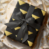 Modernes geometrisches Muster aus Schwarz und Gold Geschenkpapier