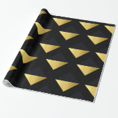 Modernes geometrisches Muster aus Schwarz und Gold Geschenkpapier (Ungerollt)