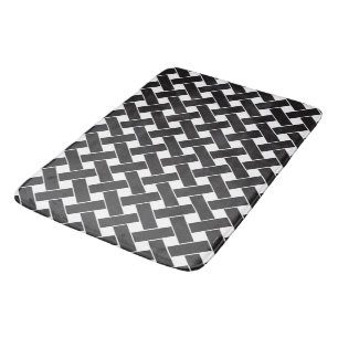 Modernes, geometrisches Muster aus Schwarz und Wei Badematte