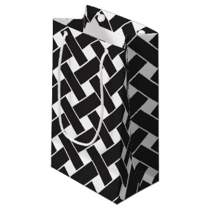 Modernes, geometrisches Muster aus Schwarz und Wei Kleine Geschenktüte