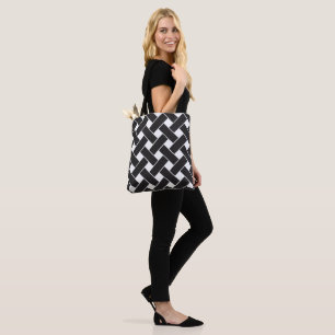 Modernes, geometrisches Muster aus Schwarz und Wei Tasche